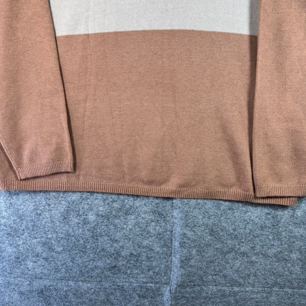 Saturday Sunday by Anthropologie Tan Cream Striped Relaxed Fit Sweater Size 2X
